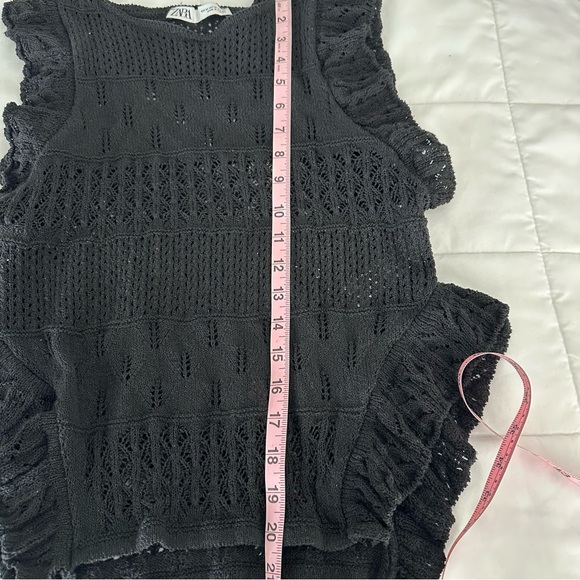 Zara Black Crochet Sleeveless Blouse - Picture 5 of 5